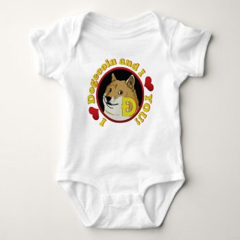 I Heart Dogecoin And I Heart You Baby Bodysuit by CosmicDogecoin at Zazzle