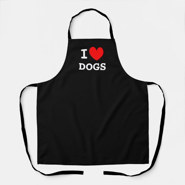 I heart dogs black apron for pet grooming salon (Front)
