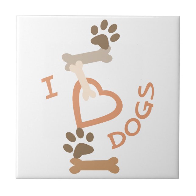 I Heart Dogs Ceramic Tile (Front)