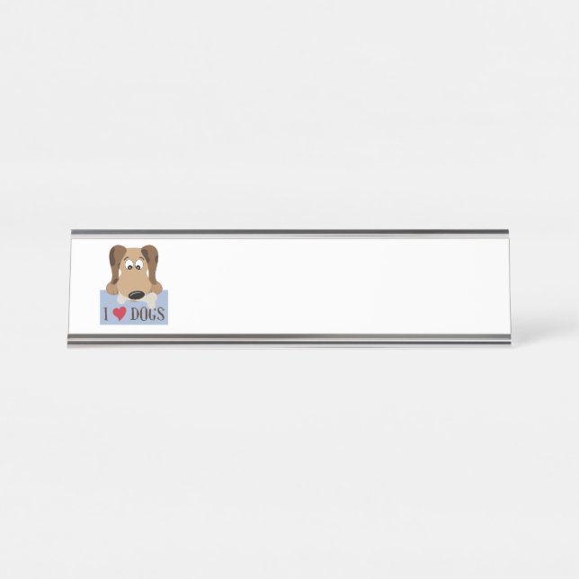 I Heart Dogs Desk Name Plate (Front)