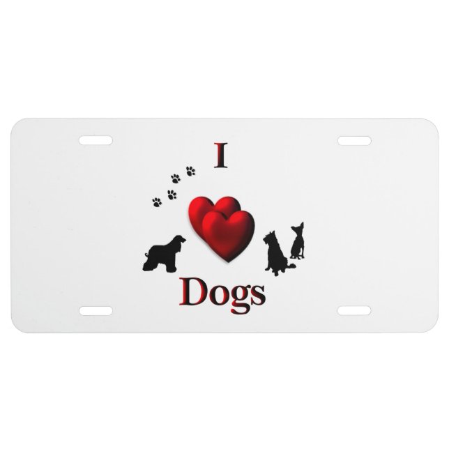I Heart Dogs License Plate (Front)