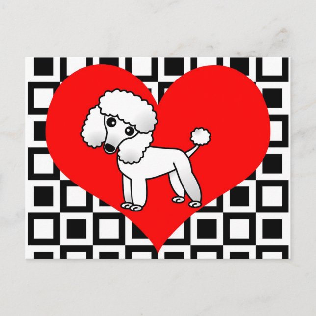 I Heart Dogs - White Poodle Postcard (Front)