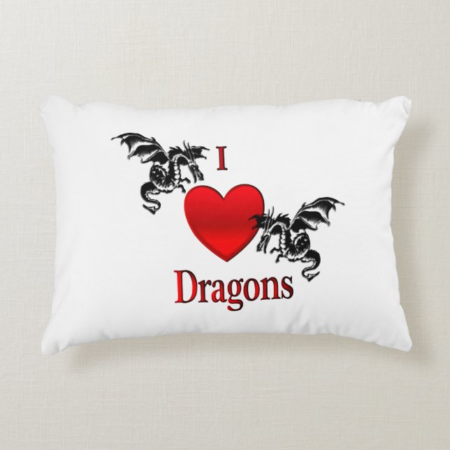 I Heart Dragons Accent Pillow (Front)