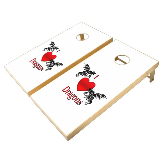 I Heart Dragons Cornhole Set (Angled)