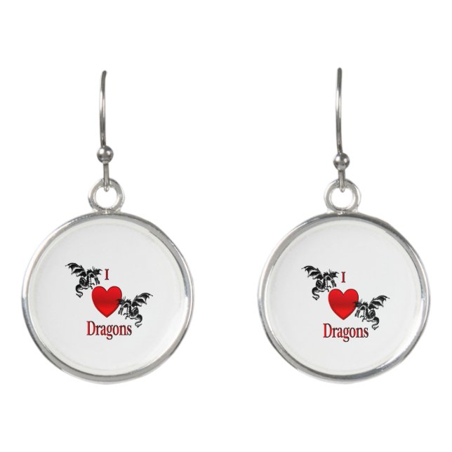 I Heart Dragons Earrings (Front)
