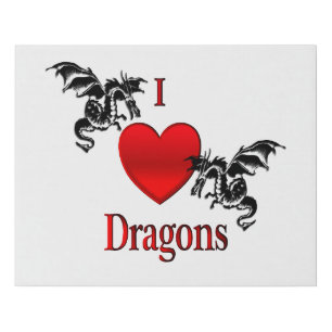 I Heart Dragons Faux Canvas Print