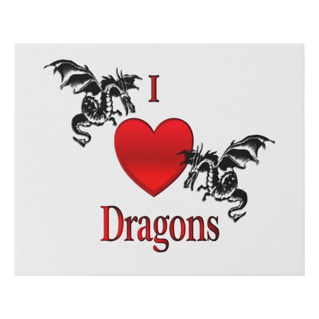 I Heart Dragons Faux Canvas Print (Front)