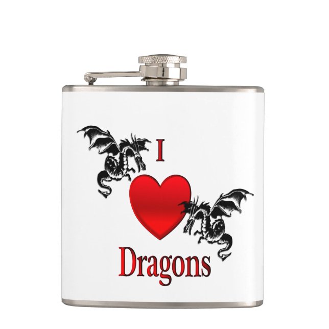 I Heart Dragons Flask (Front)