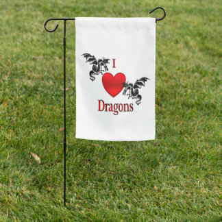 I Heart Dragons Garden Flag