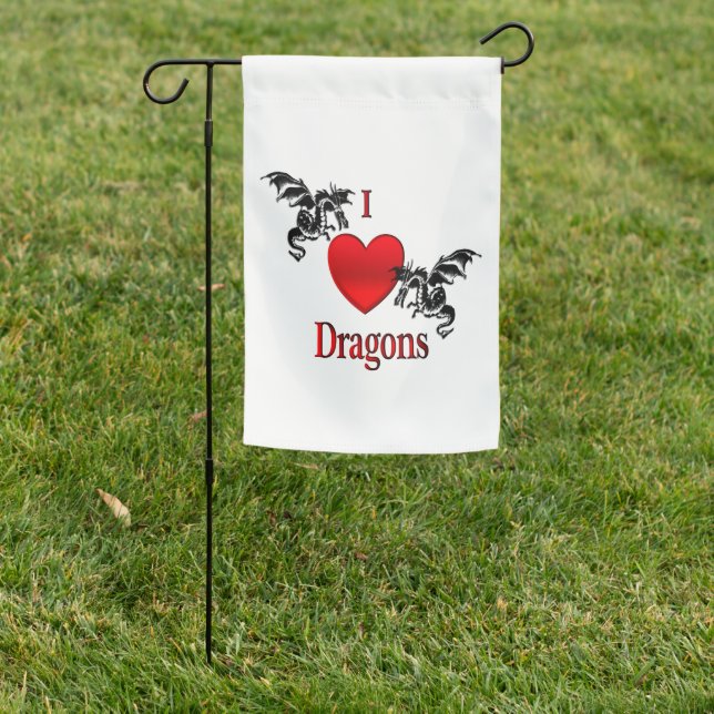I Heart Dragons Garden Flag (In SItu)