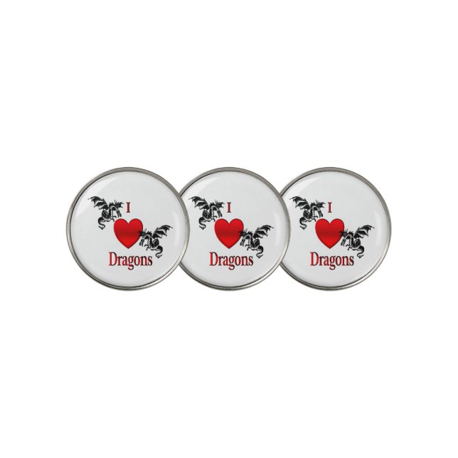 I Heart Dragons Golf Ball Marker (3 Up)