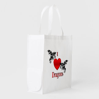 I Heart Dragons Grocery Bag