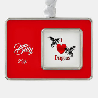 I Heart Dragons Name and Date Christmas Ornament