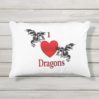 I Heart Dragons Outdoor Pillow