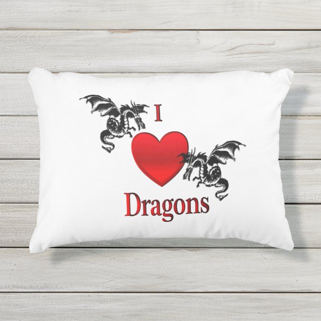 I Heart Dragons Outdoor Pillow (Front)