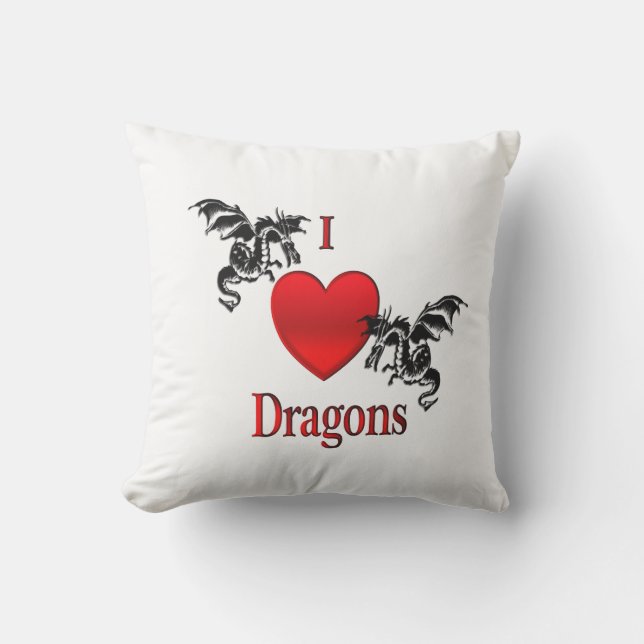 I Heart Dragons Outdoor Pillow (Front)