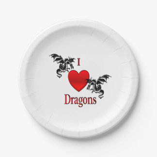 I Heart Dragons Paper Plates