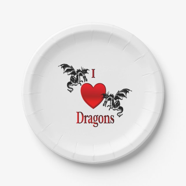 I Heart Dragons Paper Plates (Front)