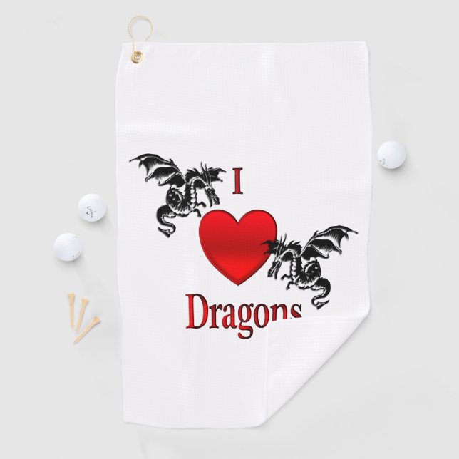 I Heart Dragons Personal Golf Towel (InSitu)