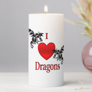 I Heart Dragons Pillar Candle