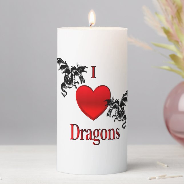 I Heart Dragons Pillar Candle (In Situ)