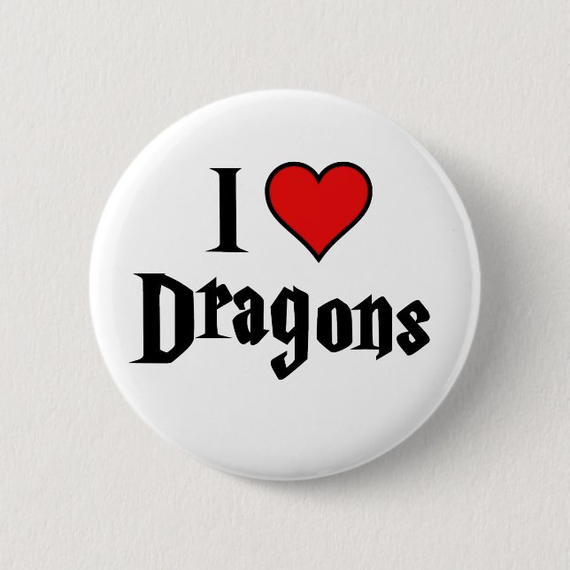 I heart dragons pinback button (Front)