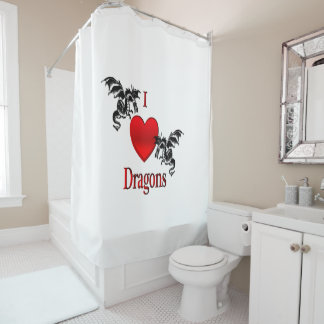 I Heart Dragons Shower Curtain