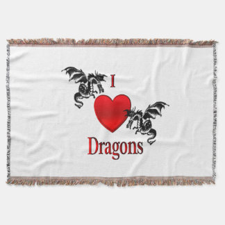 I Heart Dragons Throw Blanket