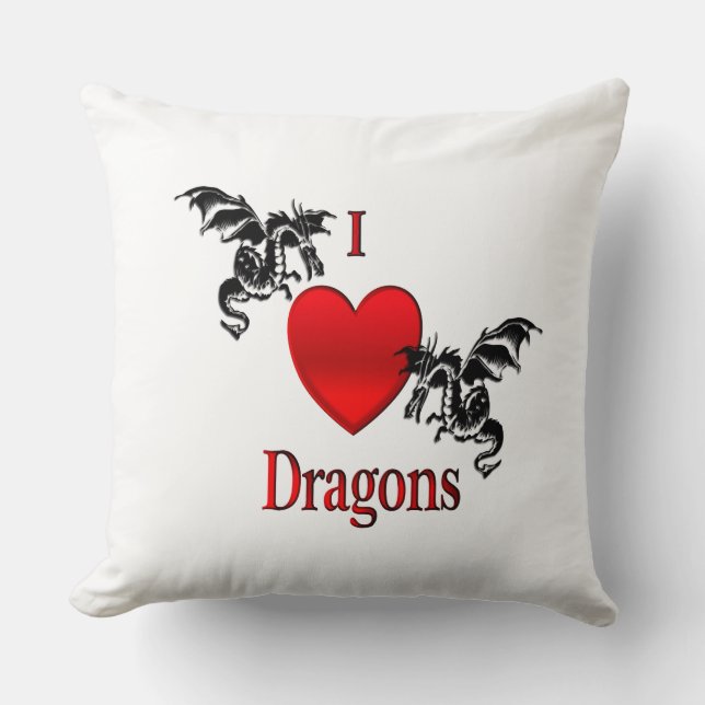 I Heart Dragons Throw Pillow (Front)