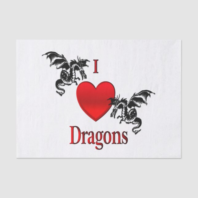 I Heart Dragons Tissue Paper (Front)