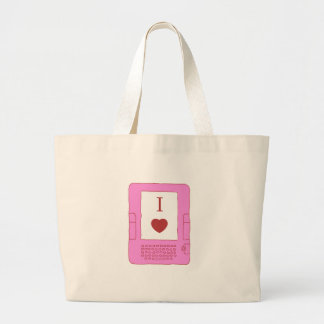 i heart ebooks (pink) large tote bag