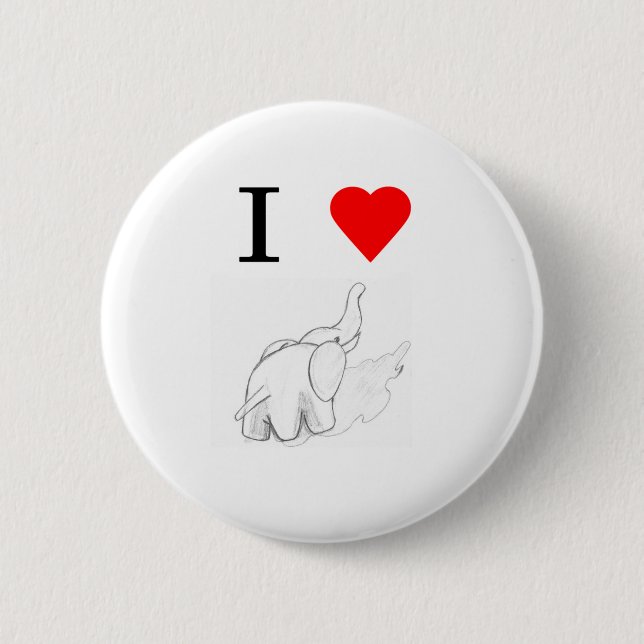 I heart elephants button (Front)