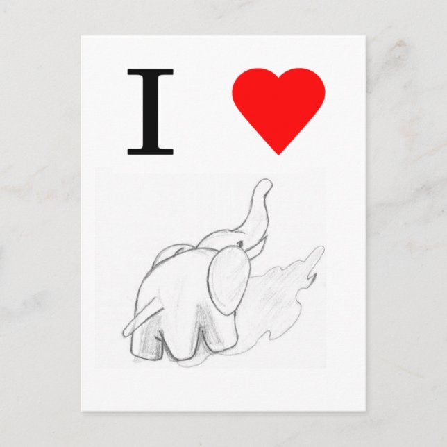 I heart elephants postcard (Front)