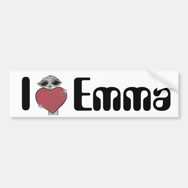 I Heart Emma Alien Bumper Sticker (Front)