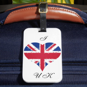 I Heart England British Union Jack Flag Luggage Tag