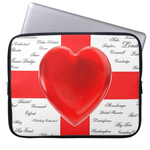 I Heart England Flag of St George Patriotic Laptop Sleeve