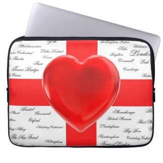 I Heart England Flag of St George Patriotic Laptop Sleeve