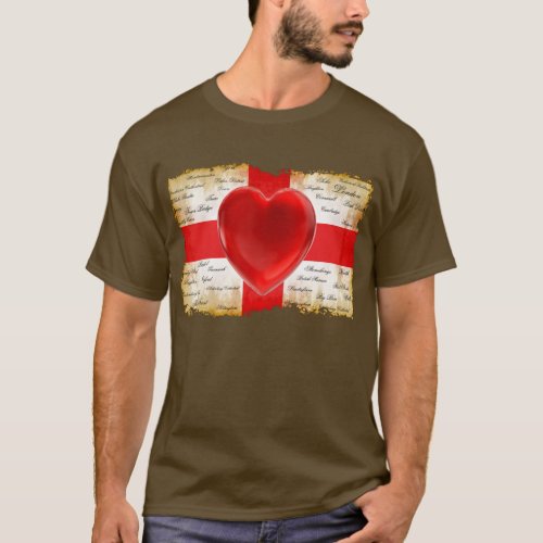 I Heart England Flag of St George Patriotic T_Shirt