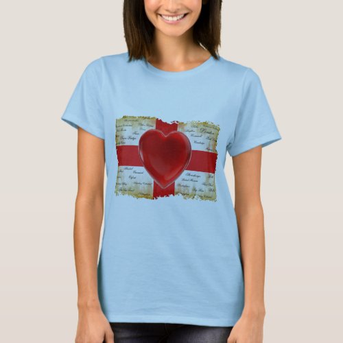 I Heart England Flag of St George Patriotic T_Shirt