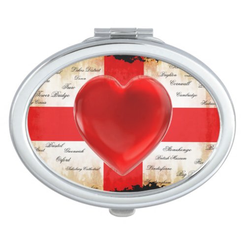 I Heart England with the Cross of St George Flag Vanity Mirror