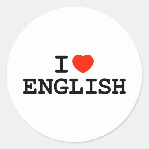 I Heart English Classic Round Sticker