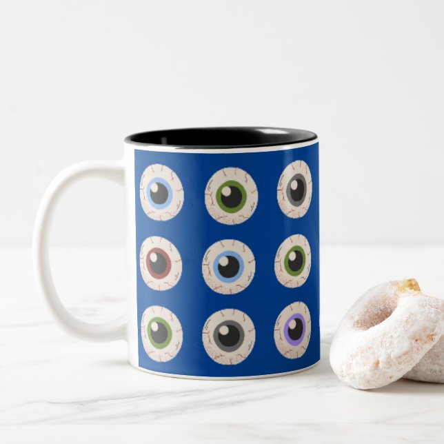I Heart Eyeballs Two-Tone Coffee Mug (With Donut)
