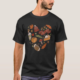 I Heart Fall  Love Fall Pumpkin Leaves Thanksgivin T-Shirt