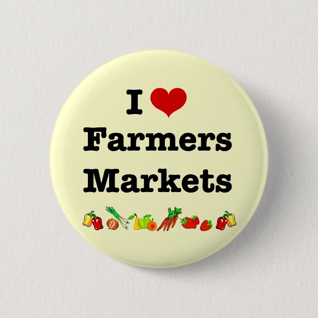 I Heart Farmers Markets Pinback Button (Front)