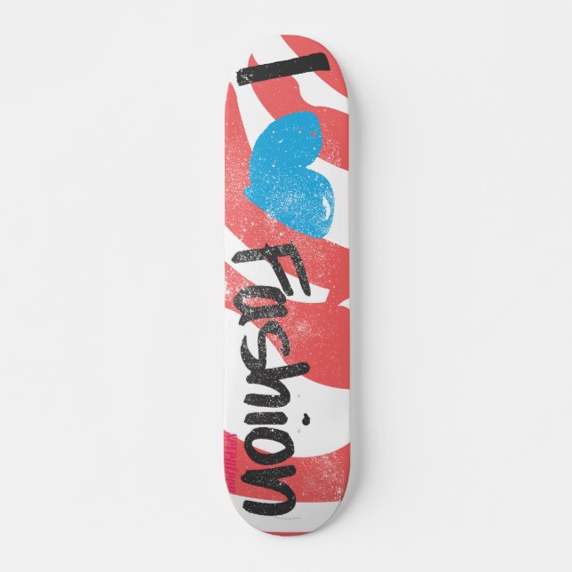 I Heart Fashion Aqua Skateboard Deck (Front)