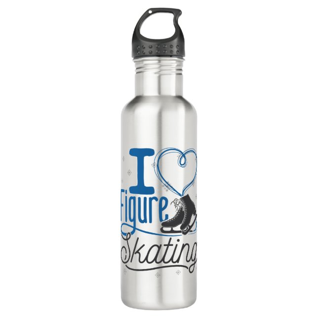 I Heart Figure Skating Stainless Steel Water Bottle (Front)