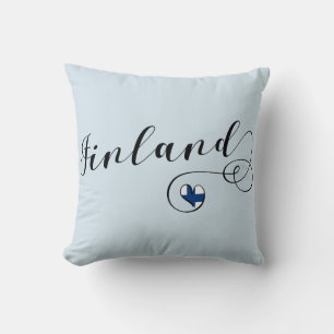 I Heart Finland, Finnish Flag Throw Pillow
