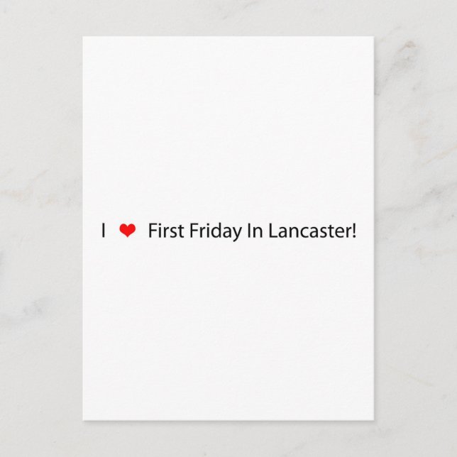 I Heart First Friday In Lancaster Postcard (Front)