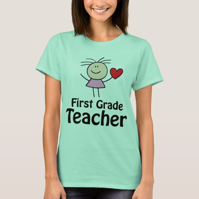 I Heart First Grade Teacher T-Shirt (Front)