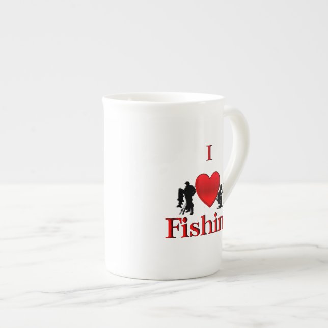 I Heart Fishing Bone China Mug (Front Right)